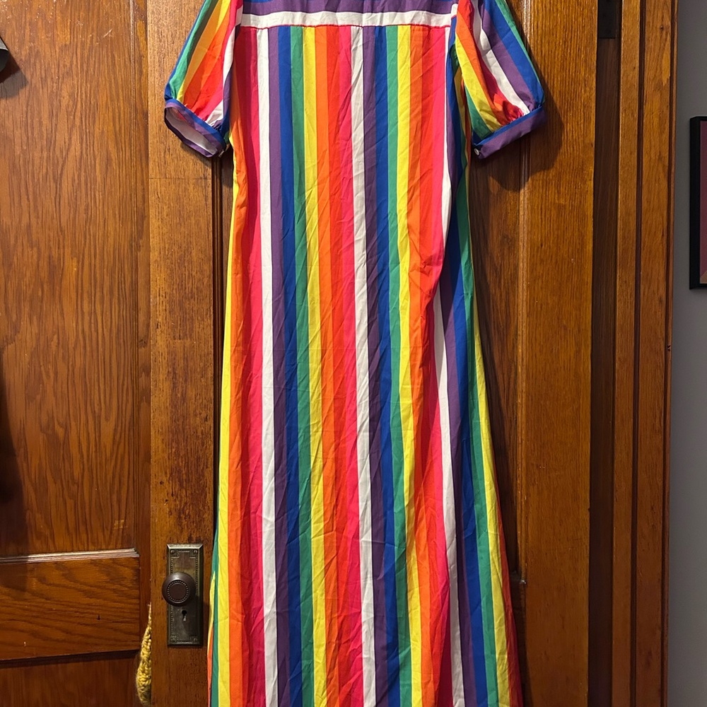 Colorful Striped Button-Up Dress - Picture 6 of 7